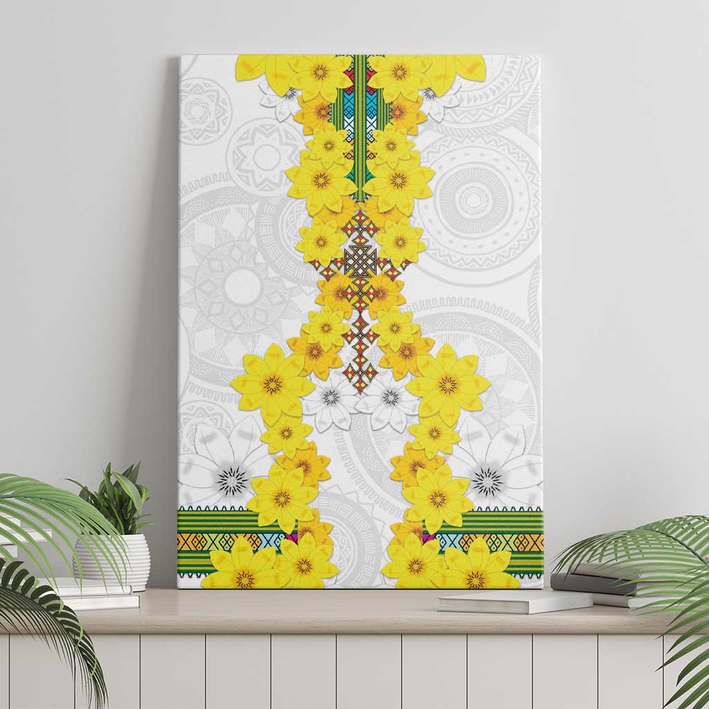 Enkutatash Ethiopia New Year Canvas Wall Art Tilet Pattern With Adey Abeba Flowers