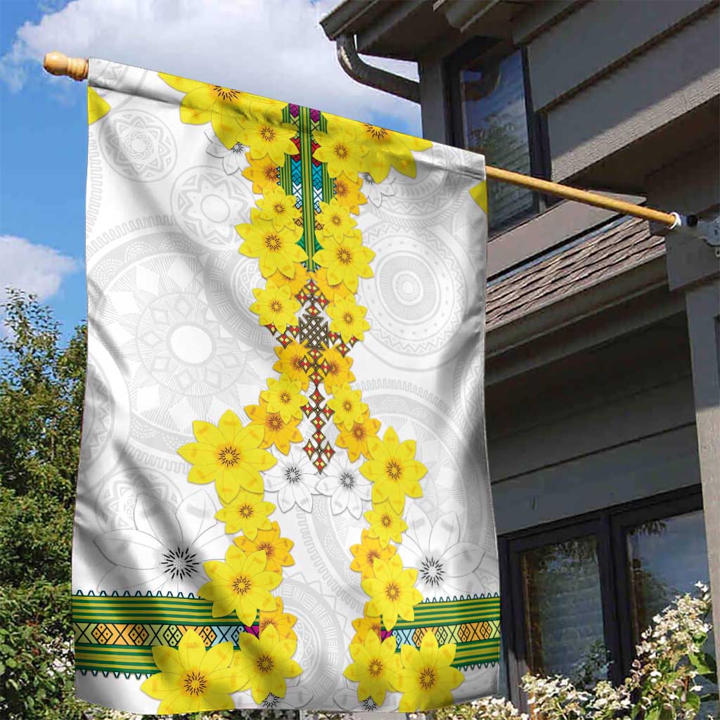 Enkutatash Ethiopia New Year Garden Flag Tilet Pattern With Adey Abeba Flowers