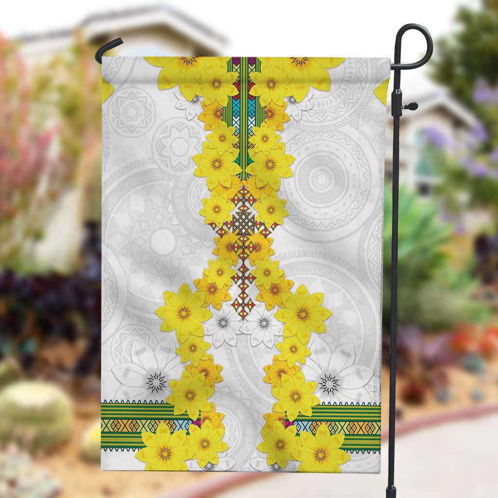 Enkutatash Ethiopia New Year Garden Flag Tilet Pattern With Adey Abeba Flowers