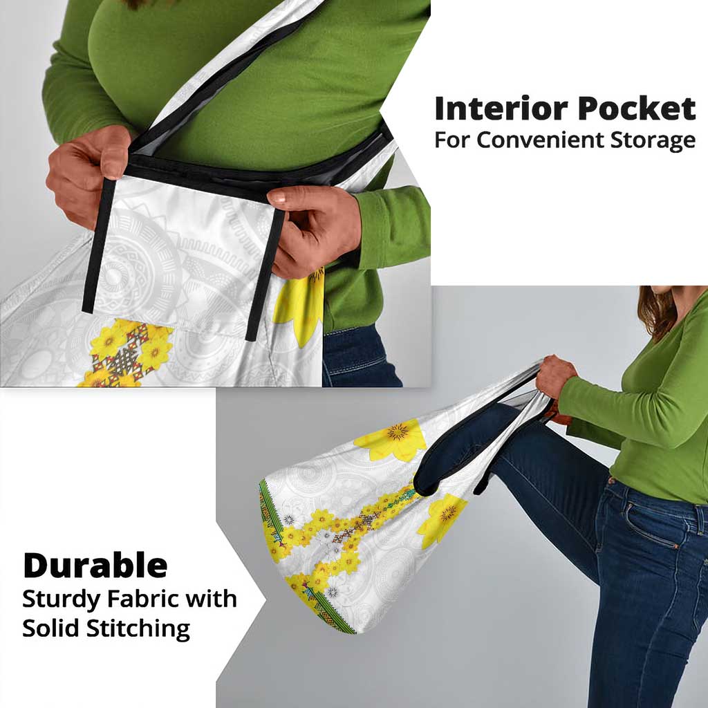 Enkutatash Ethiopia New Year Grocery Bag Tilet Pattern With Adey Abeba Flowers