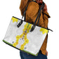 Enkutatash Ethiopia New Year Leather Tote Bag Tilet Pattern With Adey Abeba Flowers