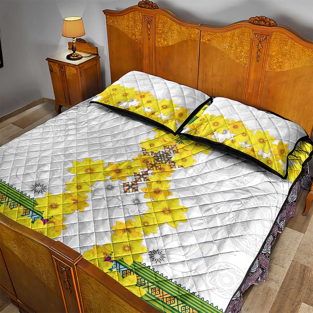 Enkutatash Ethiopia New Year Quilt Bed Set Tilet Pattern With Adey Abeba Flowers