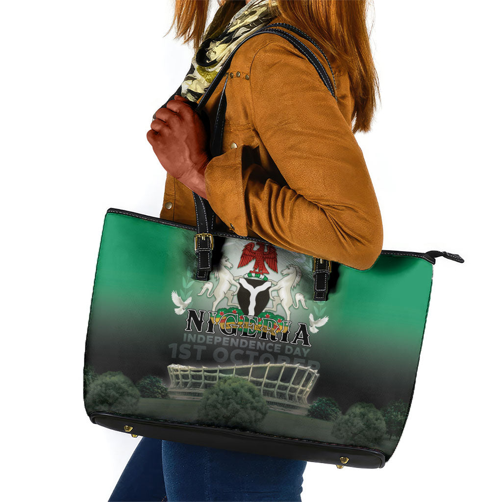 Nigeria Independence Day Leather Tote Bag Proud To Be Nigerian
