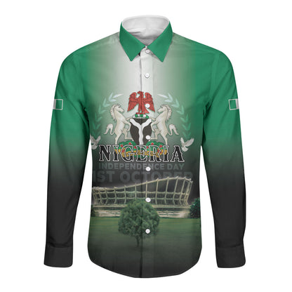 Nigeria Independence Day Long Sleeve Button Shirt Proud To Be Nigerian
