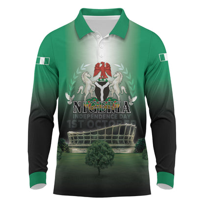 Nigeria Independence Day Long Sleeve Polo Shirt Proud To Be Nigerian