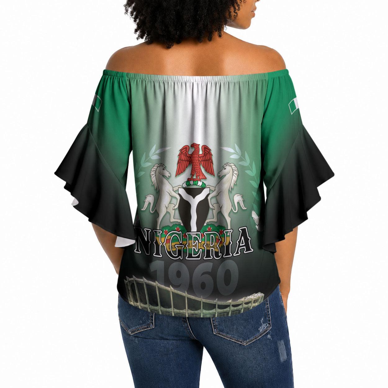 Nigeria Independence Day Off Shoulder Wrap Waist Top Proud To Be Nigerian