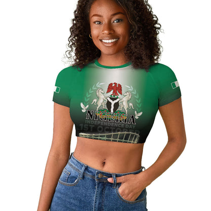 Nigeria Independence Day Raglan Cropped T shirt Proud To Be Nigerian