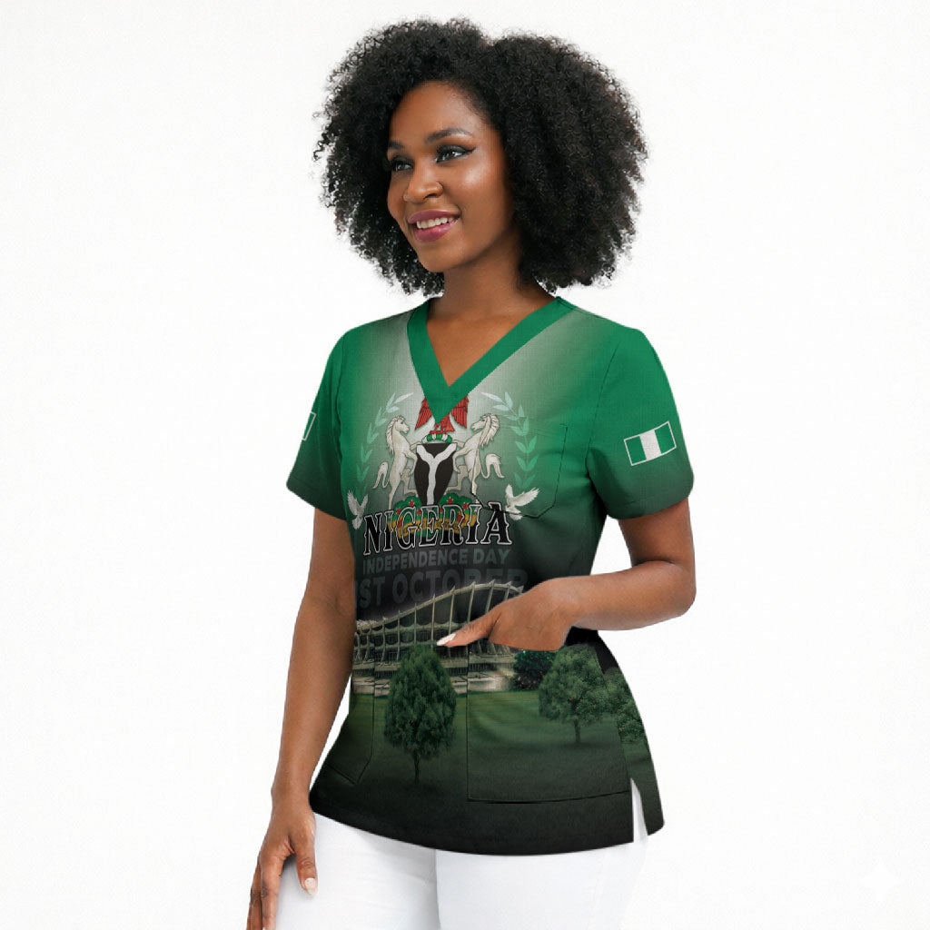 Nigeria Independence Day Scrub Top Proud To Be Nigerian