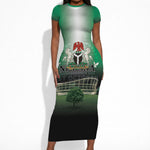 Nigeria Independence Day Short Sleeve Bodycon Dress Proud To Be Nigerian
