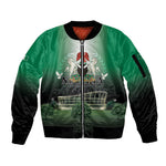 Nigeria Independence Day Sleeve Zip Bomber Jacket Proud To Be Nigerian