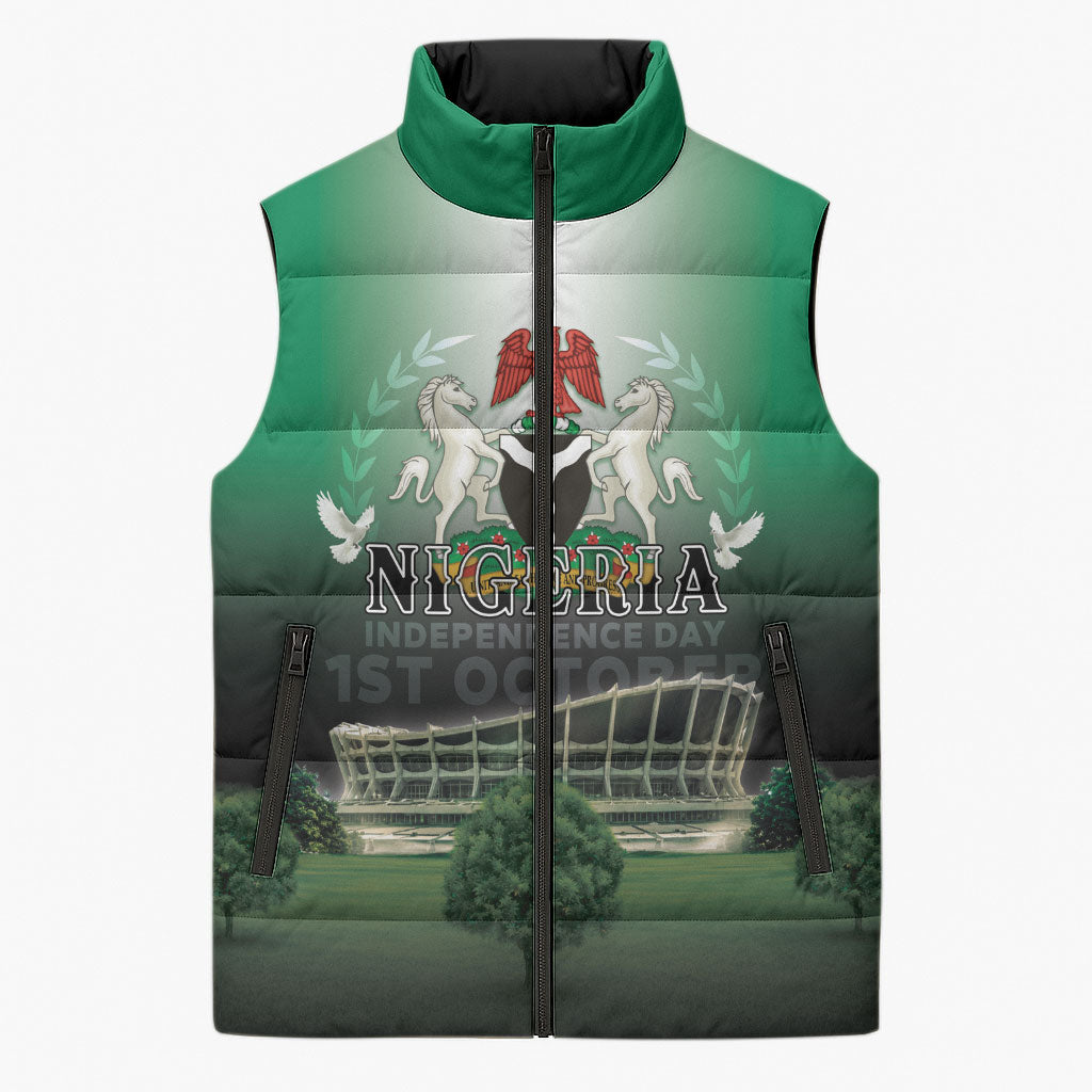 Nigeria Independence Day Sleeveless Puffer Jacket Proud To Be Nigerian