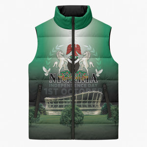 Nigeria Independence Day Sleeveless Puffer Jacket Proud To Be Nigerian