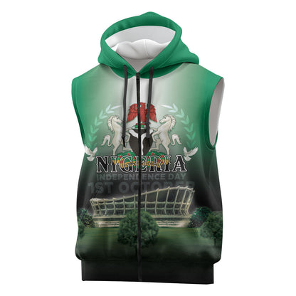 Nigeria Independence Day Sleeveless Zip Hoodie Proud To Be Nigerian