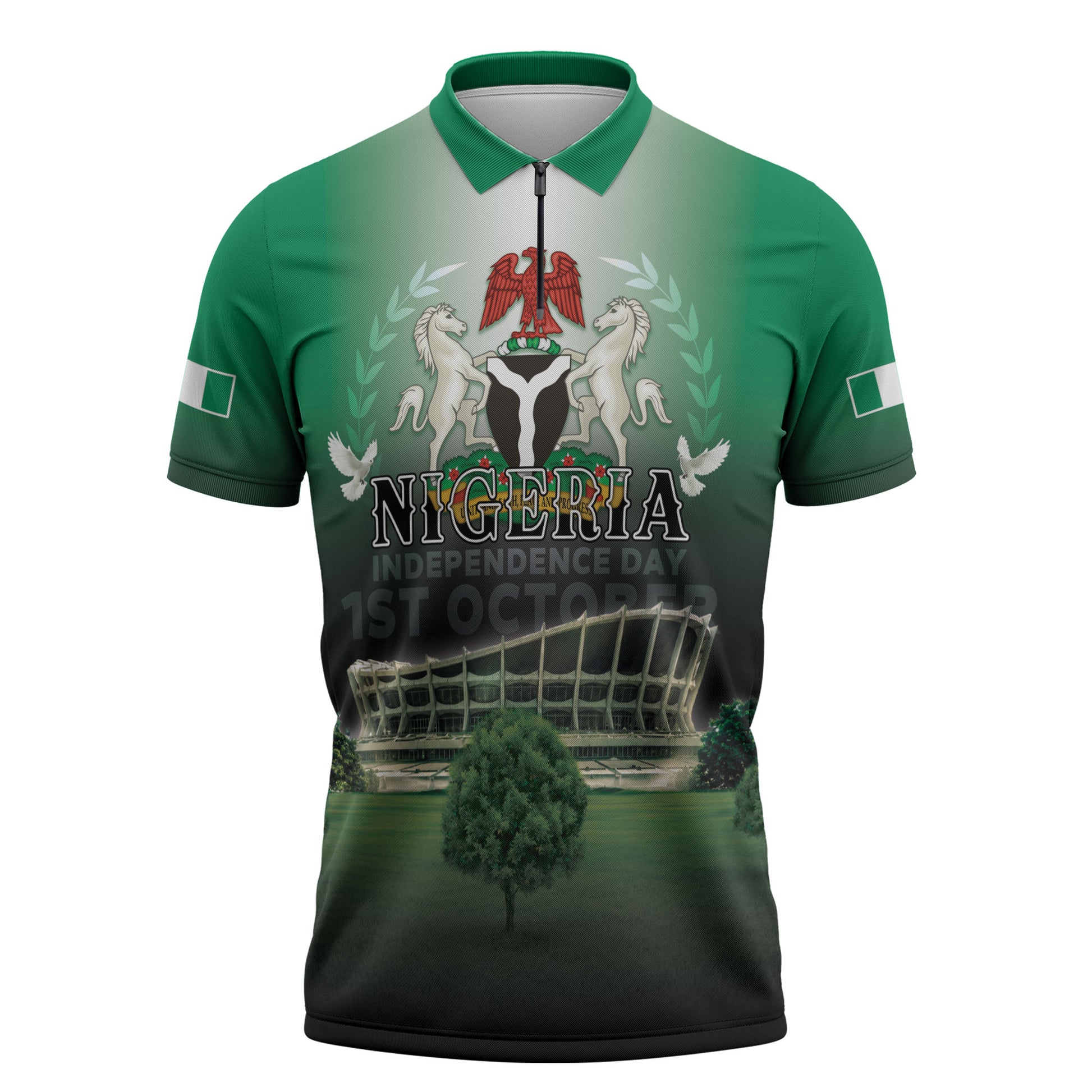Nigeria Independence Day Zipper Polo Shirt Proud To Be Nigerian