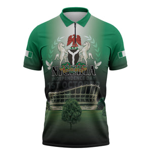 Nigeria Independence Day Zipper Polo Shirt Proud To Be Nigerian