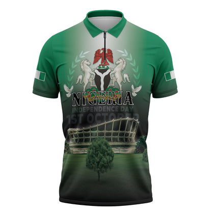 Nigeria Independence Day Zipper Polo Shirt Proud To Be Nigerian