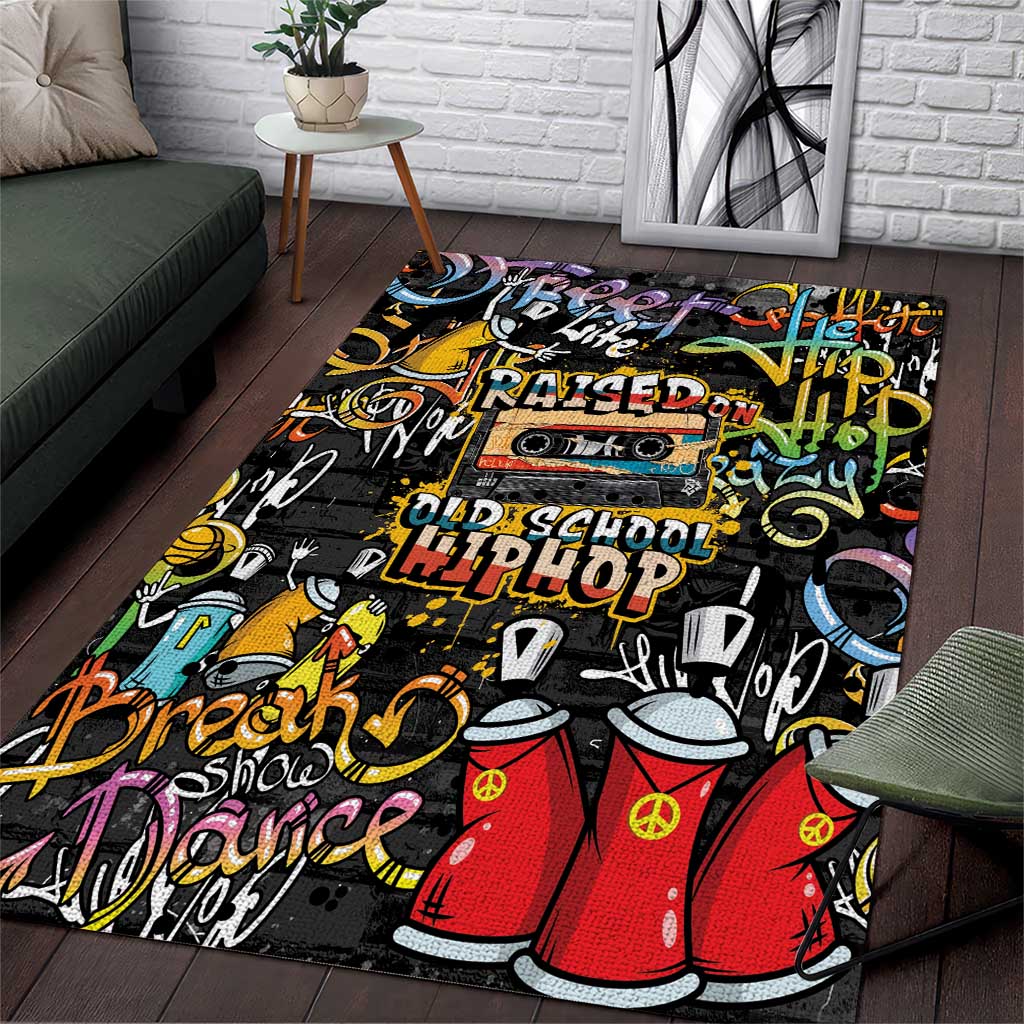 Raised On Hip Hop Area Rug Graffiti Art Style - African Pride