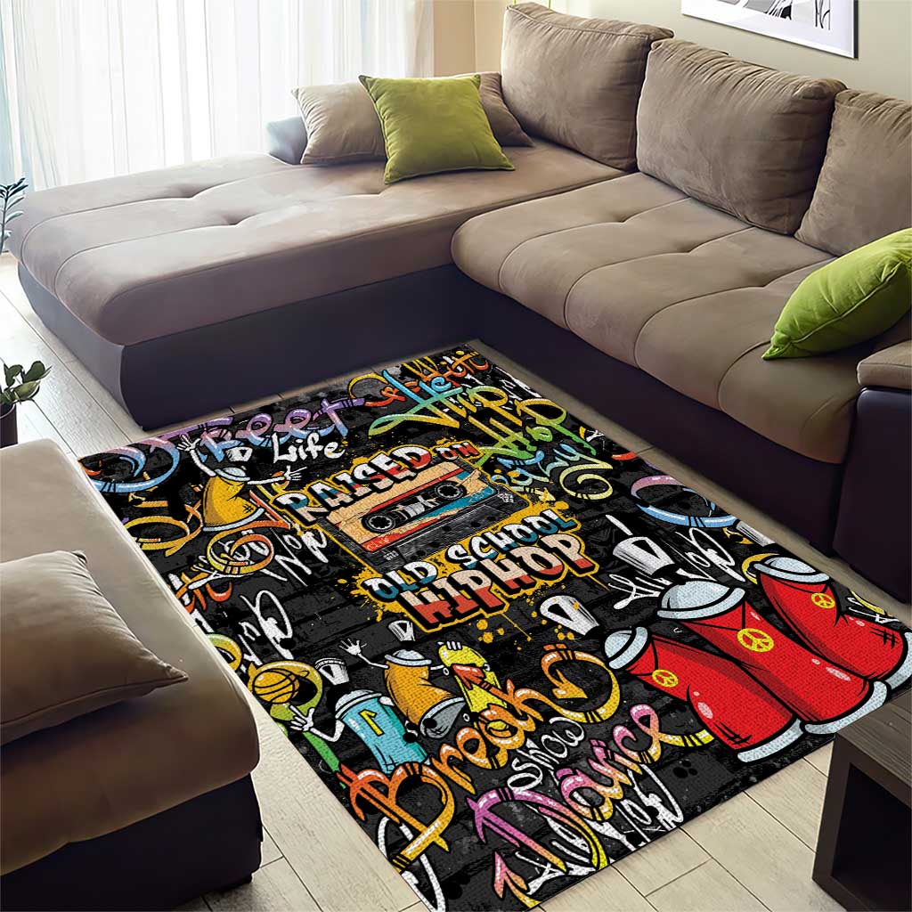 Raised On Hip Hop Area Rug Graffiti Art Style - African Pride