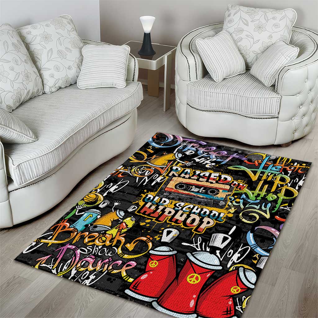 Raised On Hip Hop Area Rug Graffiti Art Style - African Pride