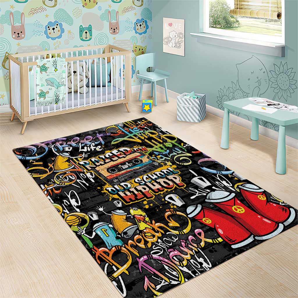 Raised On Hip Hop Area Rug Graffiti Art Style - African Pride