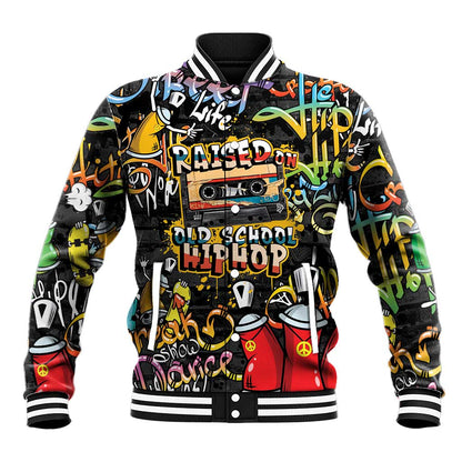 Raised On Hip Hop Baseball Jacket Graffiti Art Style - African Pride
