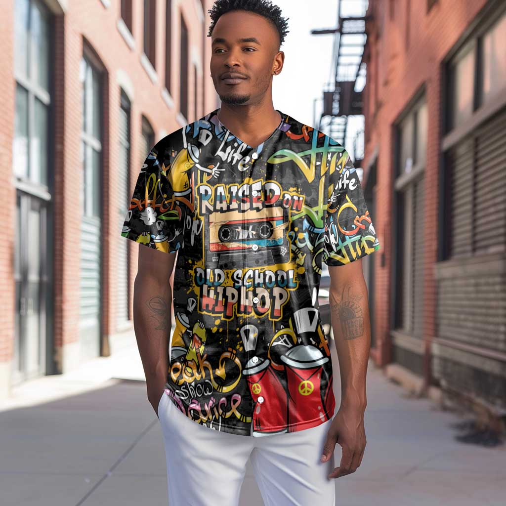 Raised On Hip Hop Baseball Jersey Graffiti Art Style - African Pride