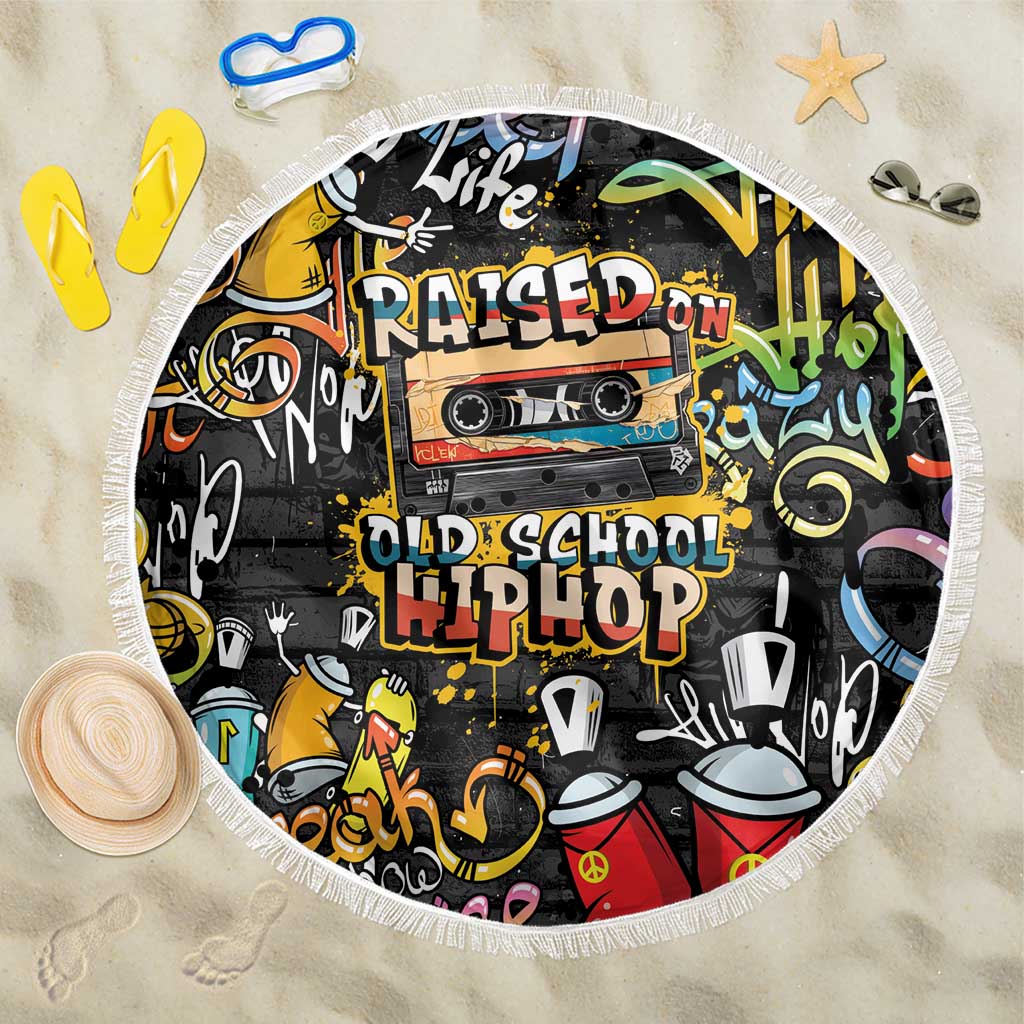 Raised On Hip Hop Beach Blanket Graffiti Art Style - African Pride