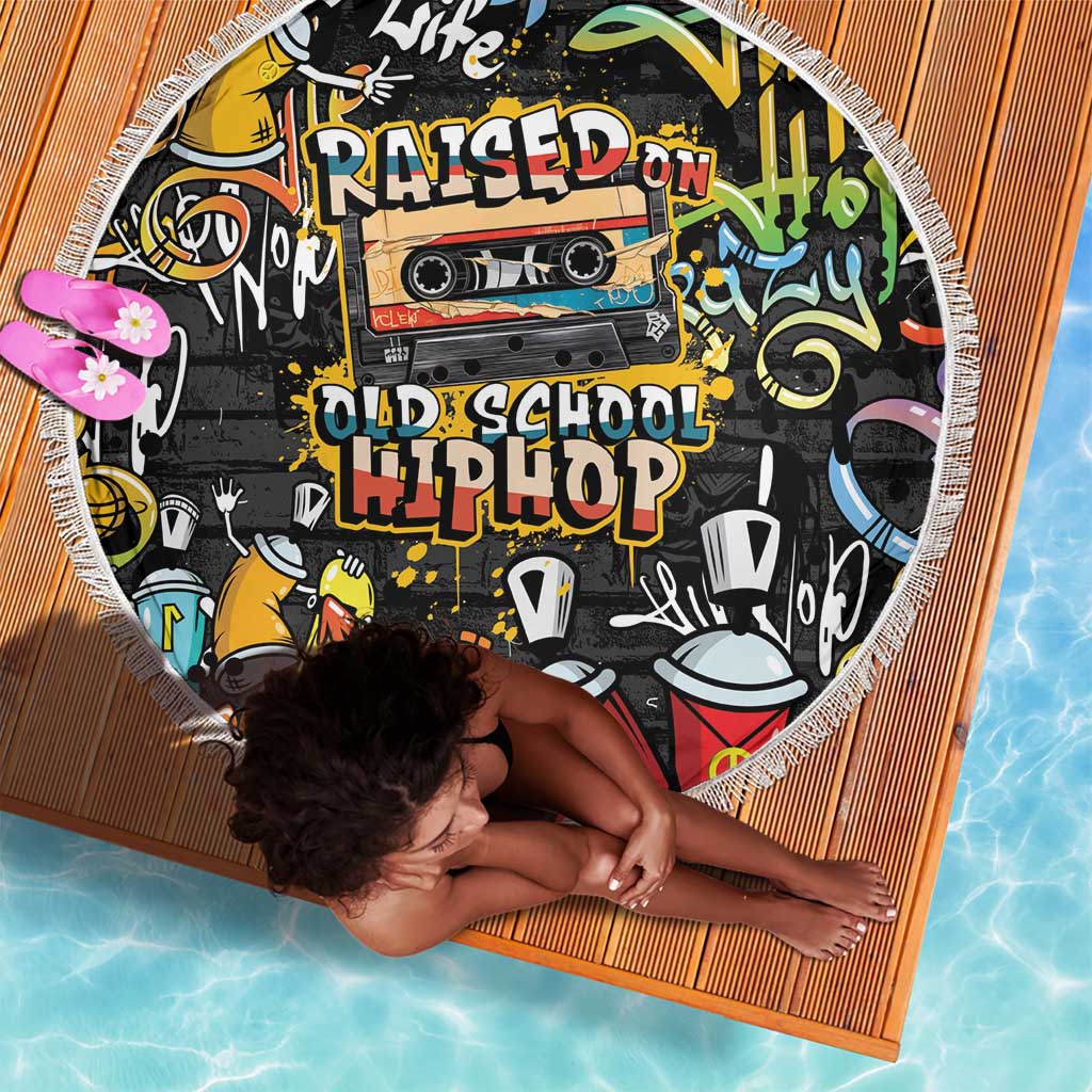 Raised On Hip Hop Beach Blanket Graffiti Art Style - African Pride