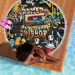 Raised On Hip Hop Beach Blanket Graffiti Art Style - African Pride
