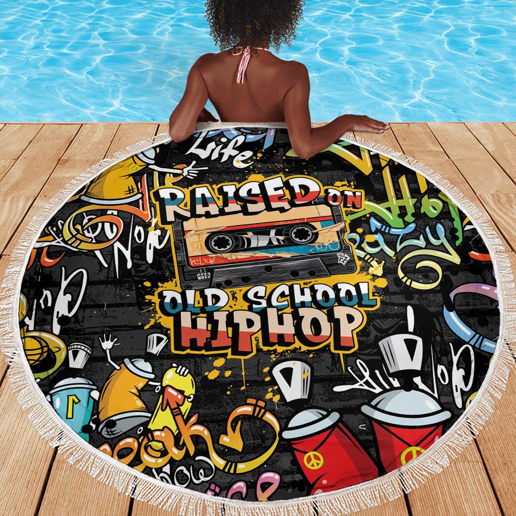 Raised On Hip Hop Beach Blanket Graffiti Art Style - African Pride