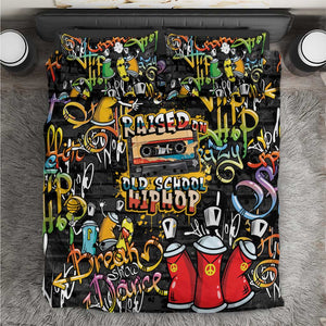 Raised On Hip Hop Bedding Set Graffiti Art Style - African Pride