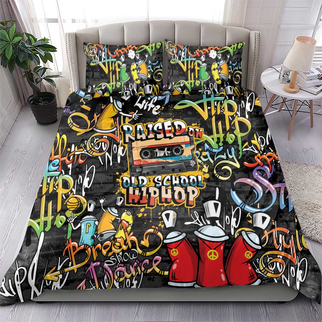 Raised On Hip Hop Bedding Set Graffiti Art Style - African Pride