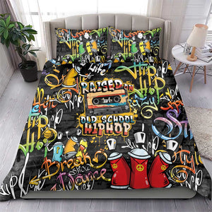 Raised On Hip Hop Bedding Set Graffiti Art Style - African Pride