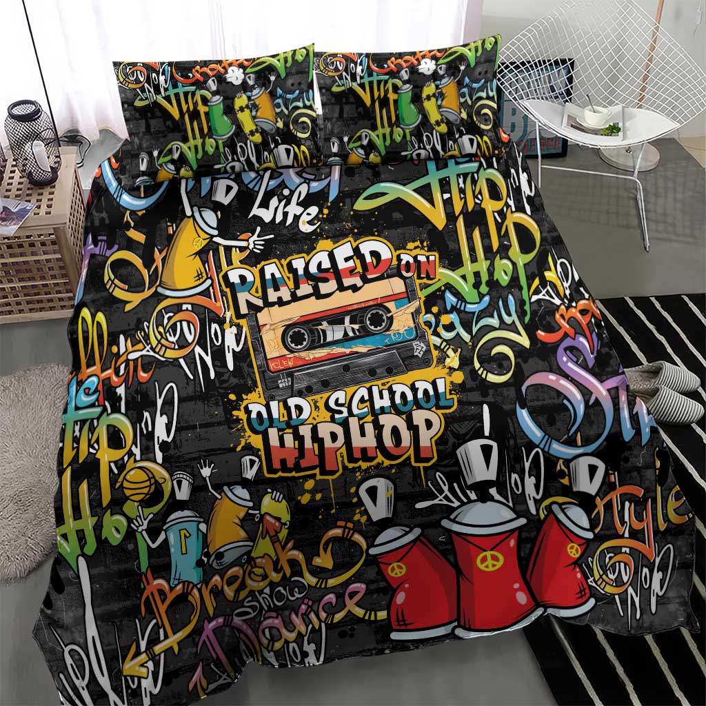 Raised On Hip Hop Bedding Set Graffiti Art Style - African Pride
