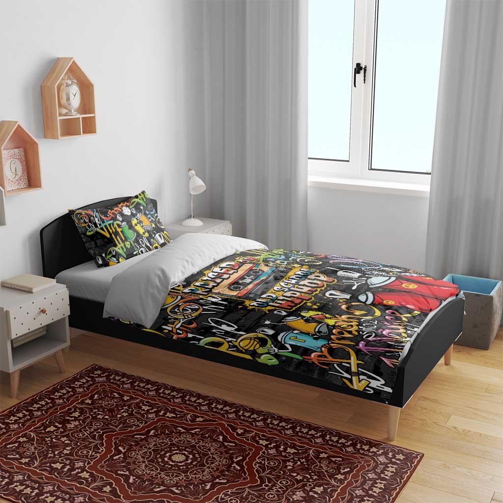 Raised On Hip Hop Bedding Set Graffiti Art Style - African Pride