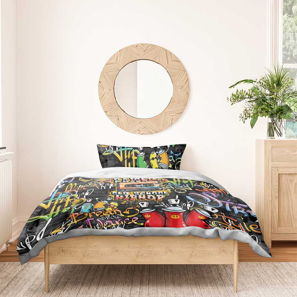 Raised On Hip Hop Bedding Set Graffiti Art Style - African Pride