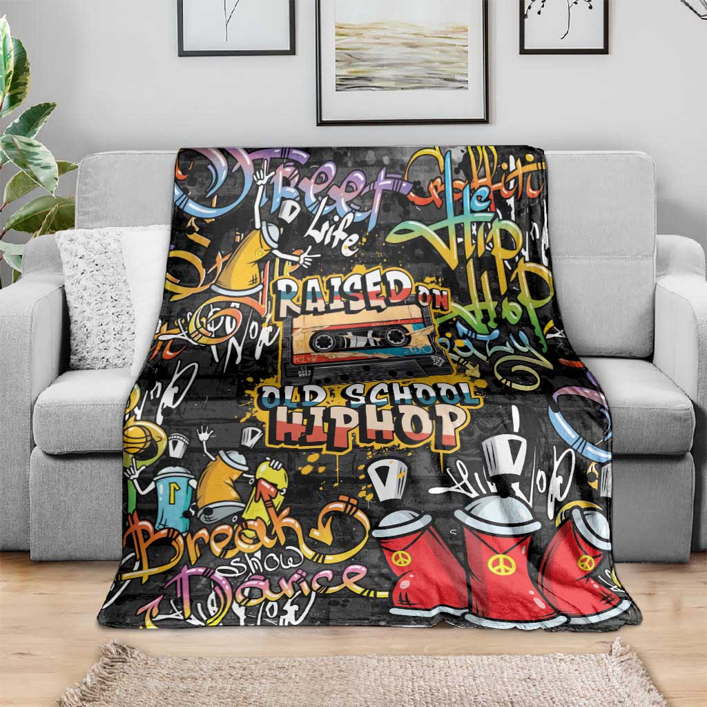 Raised On Hip Hop Blanket Graffiti Art Style - African Pride