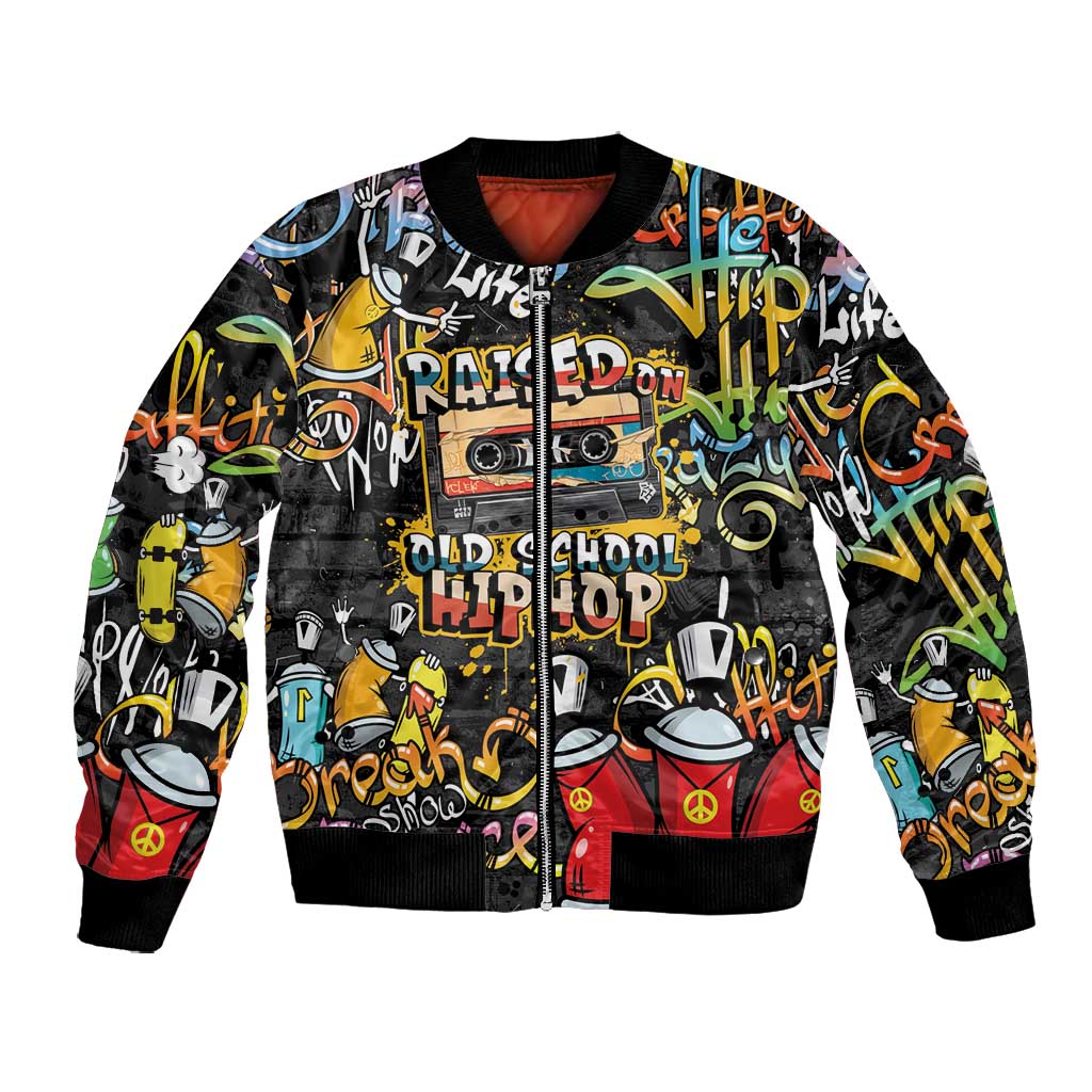 Raised On Hip Hop Bomber Jacket Graffiti Art Style - African Pride