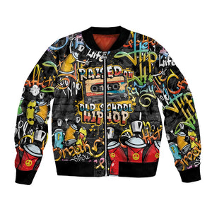Raised On Hip Hop Bomber Jacket Graffiti Art Style - African Pride