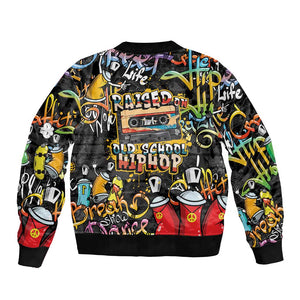 Raised On Hip Hop Bomber Jacket Graffiti Art Style - African Pride