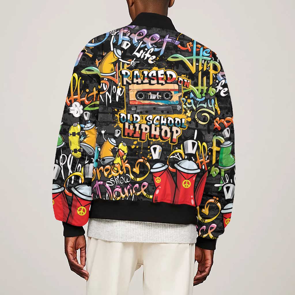 Raised On Hip Hop Bomber Jacket Graffiti Art Style - African Pride