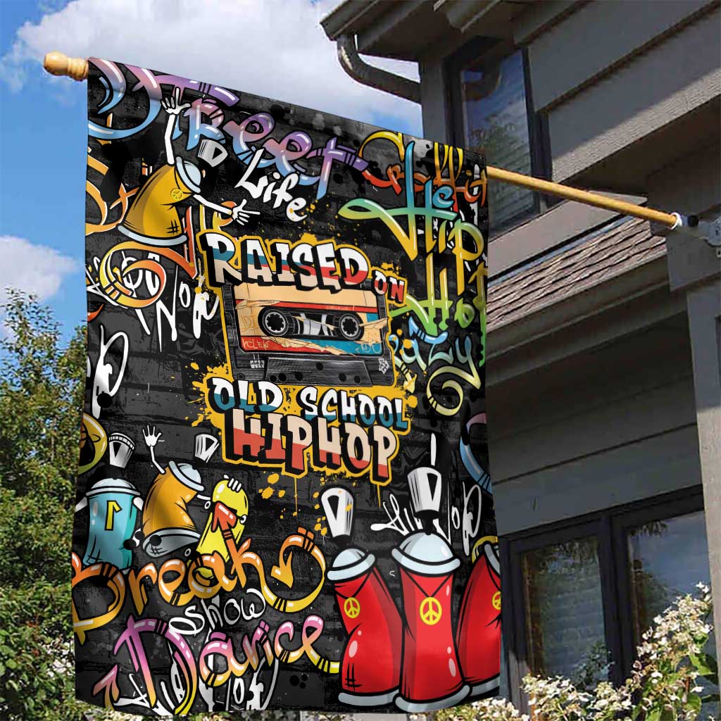 Raised On Hip Hop Garden Flag Graffiti Art Style - African Pride