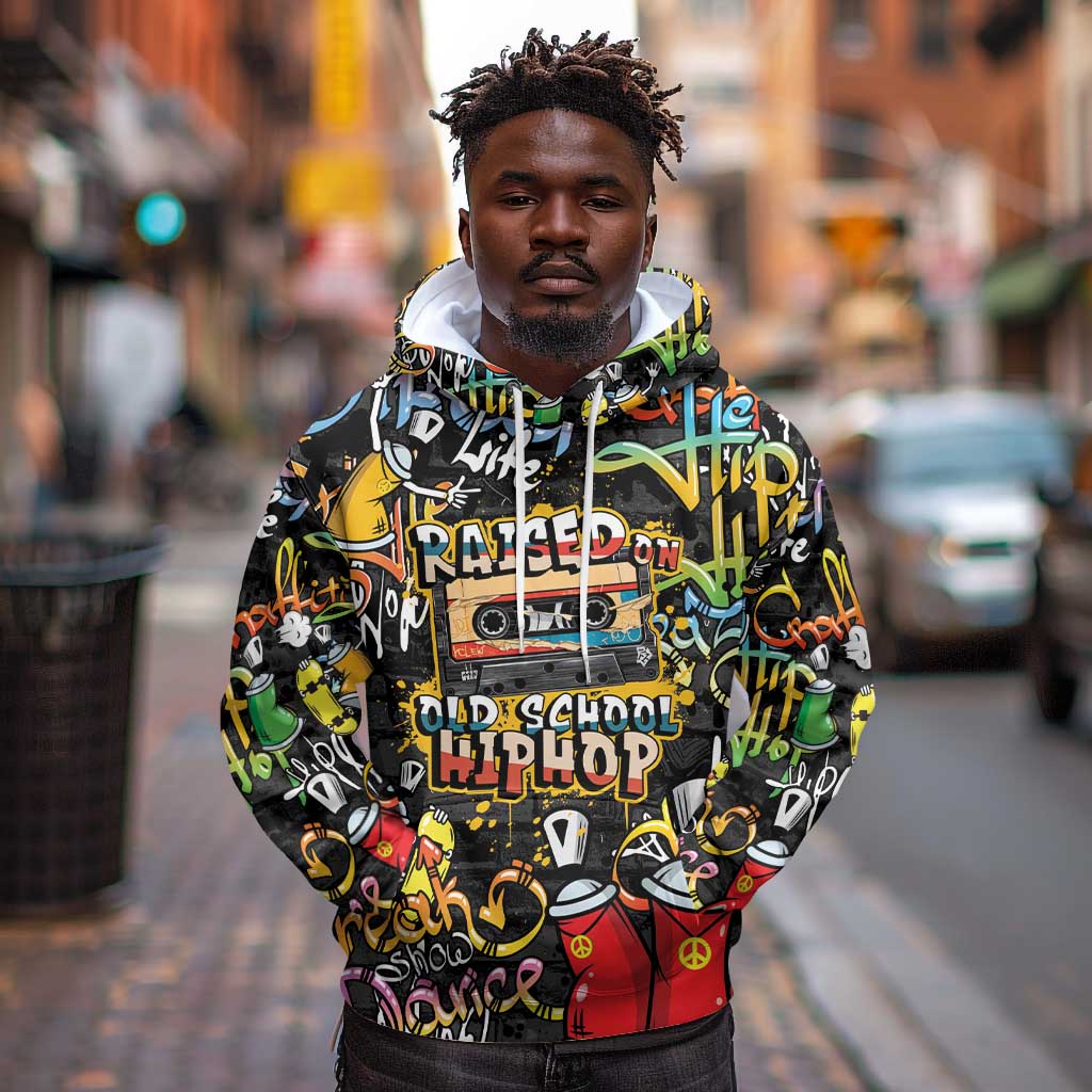 Raised On Hip Hop Hoodie Graffiti Art Style - African Pride