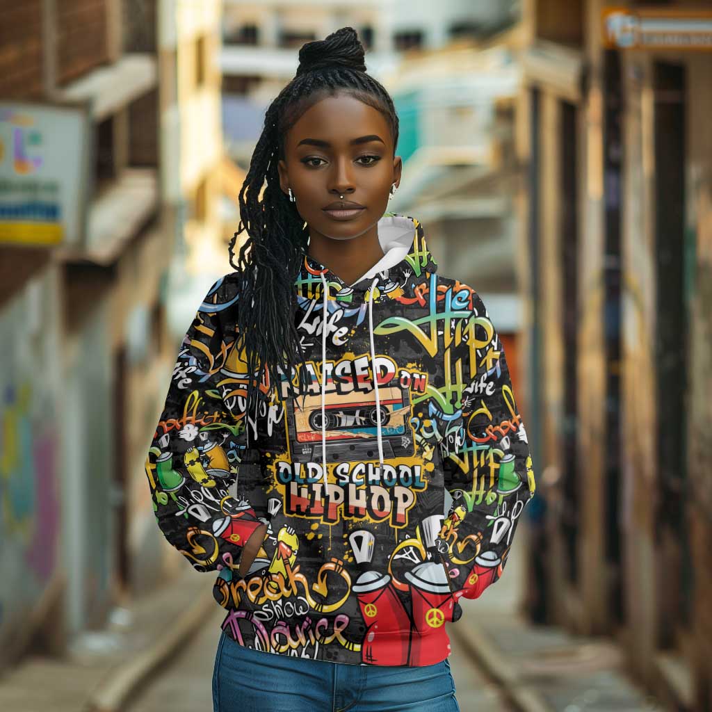 Raised On Hip Hop Hoodie Graffiti Art Style - African Pride