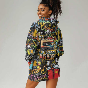Raised On Hip Hop Hoodie Dress Graffiti Art Style - African Pride