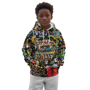 Raised On Hip Hop Kid Hoodie Graffiti Art Style - African Pride