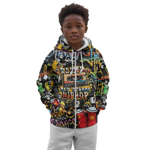 Raised On Hip Hop Kid Hoodie Graffiti Art Style - African Pride