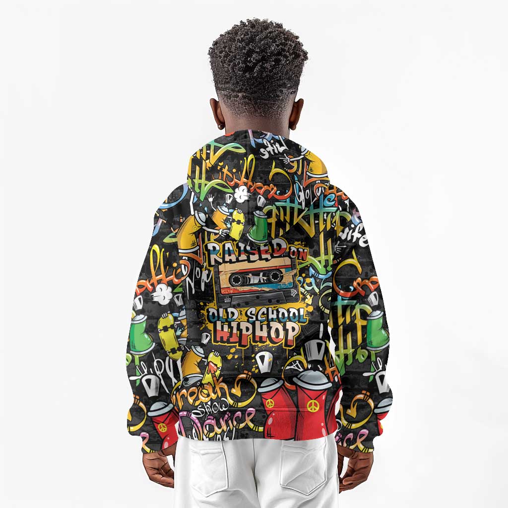 Raised On Hip Hop Kid Hoodie Graffiti Art Style - African Pride
