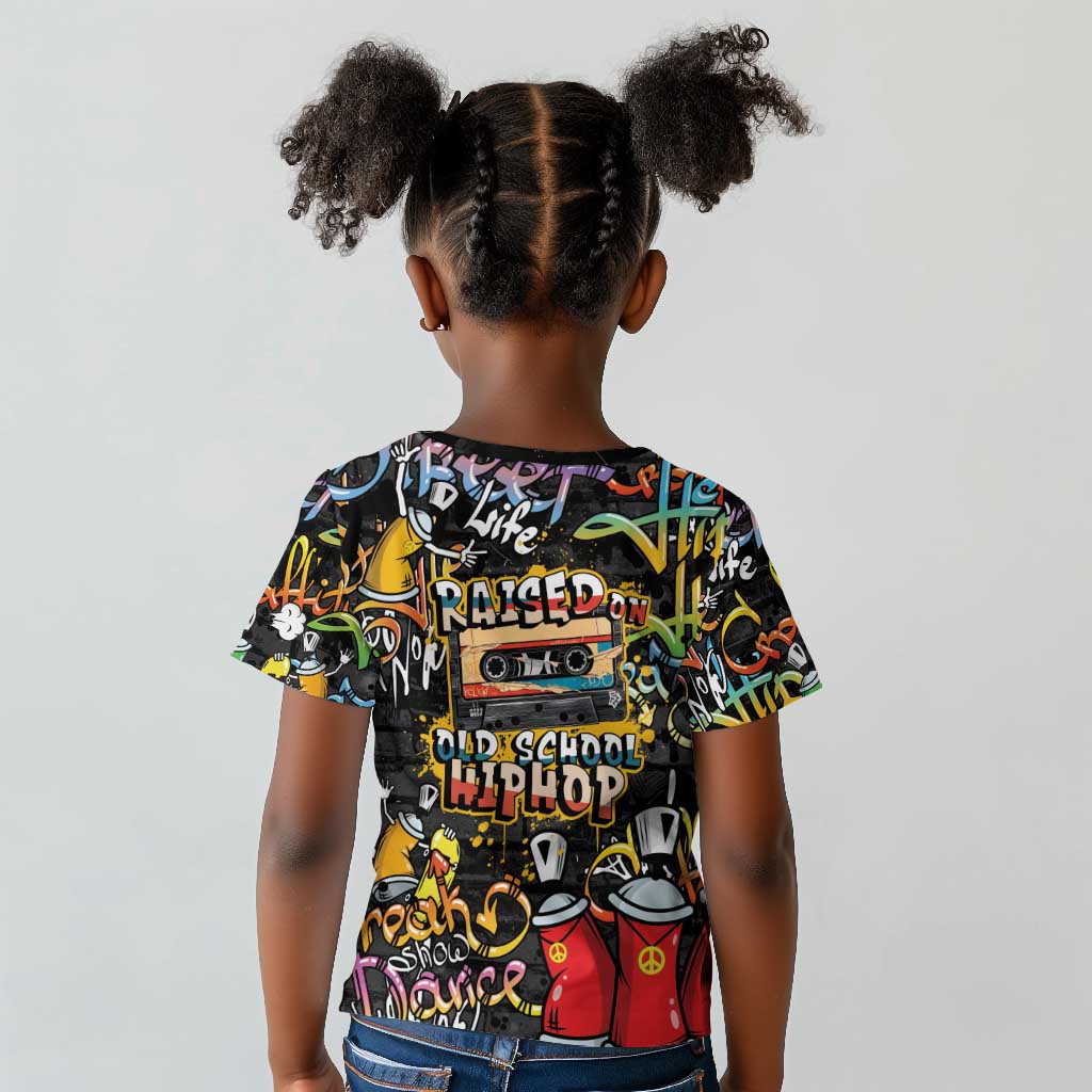Raised On Hip Hop Kid T shirt Graffiti Art Style - African Pride