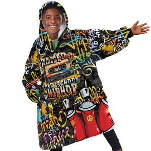 Raised On Hip Hop Kid Wearable Blanket Hoodie Graffiti Art Style - African Pride